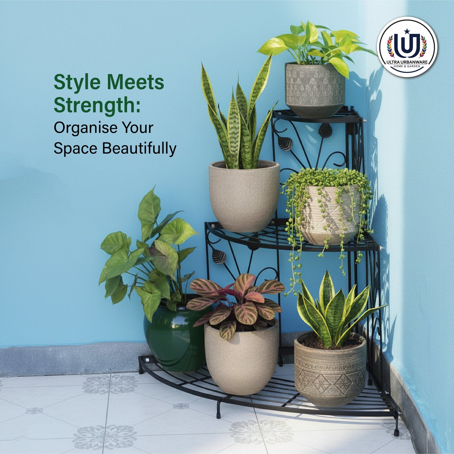 Garkit Corner 3Tier Metal Stand for Urban Compact Spaces